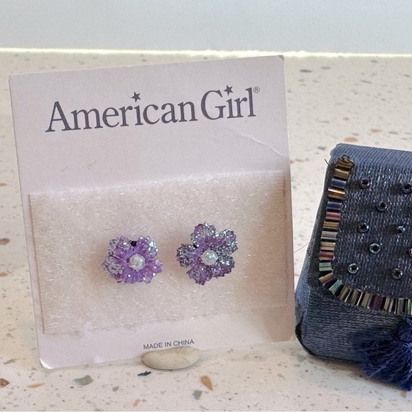 VTG American Girl Doll Elegant Holiday Blue Velvet Faux Fur Trim Top Skirt Purse - Picture 10 of 14